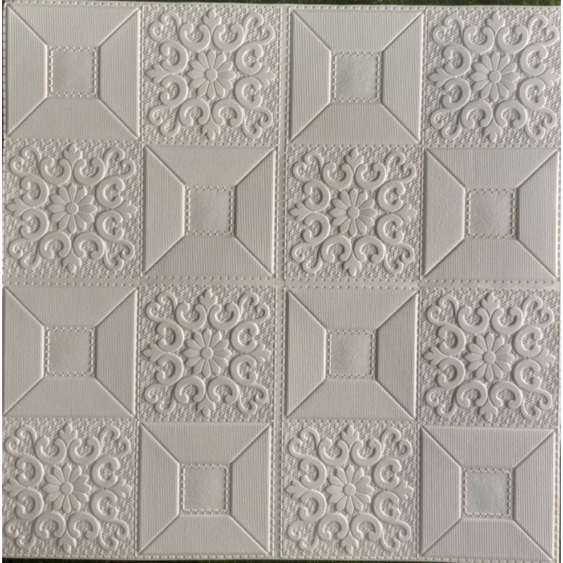 Wallpaper 3D Dinding Foam Sticker-Batik Kotak Putih