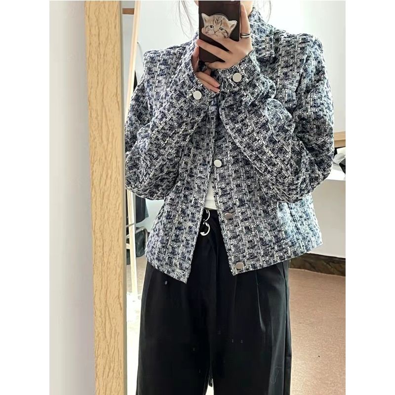 jaket korean style wanita small fragrance coat women s early spring and winter tweed lapel short top