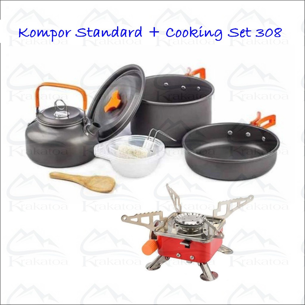 【COD】 Kompor Portable &amp; Alat Memasak 4 Orang` Mini Cooking Set 3 Susun ~ SY DS 308 301 300