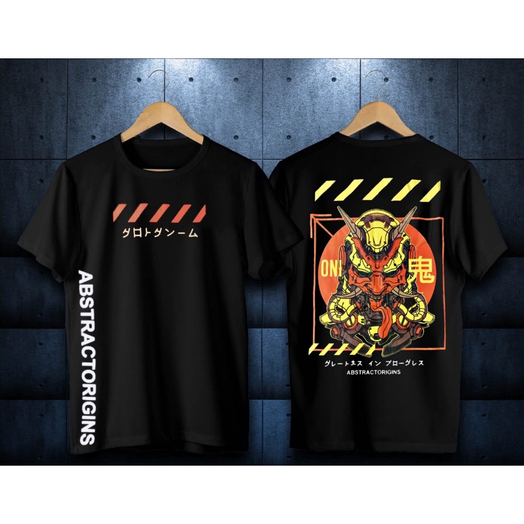 Oni Samurai Kaos Bergambar Kekinian Baju Kaos Distro Premium Lengan Pendek Kaos Murah Pria Atasan Unisex