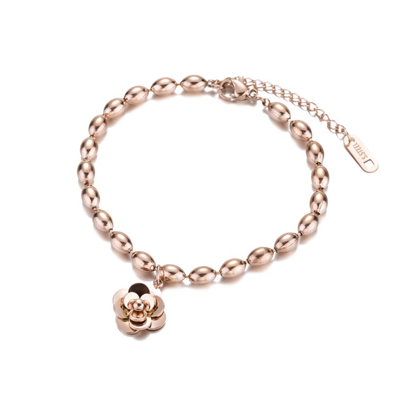 Gelang Bracelet Wanita Aksesoris Titanium Korea Hadiah GK044 rose gold cocok hadiah motif bunga