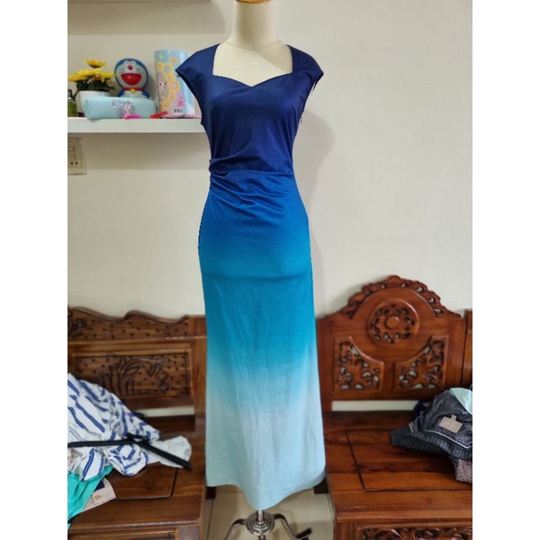 long dress pesta ombre gradasi