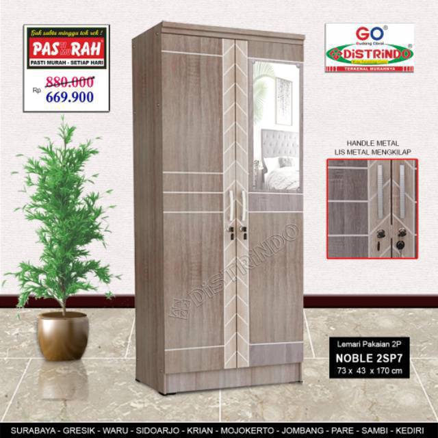  Lemari  Pakaian  2 Pintu Minimalis Dengan Cermin Full Papan 