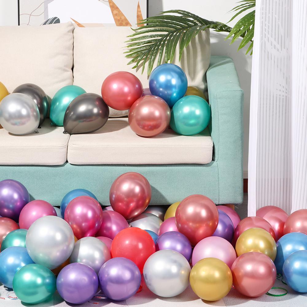 Solighter 50 Pcs 5 Inch Balon Latex Glossy Metalik DIY Hadiah Perlengkapan Pesta Tebal Chrome