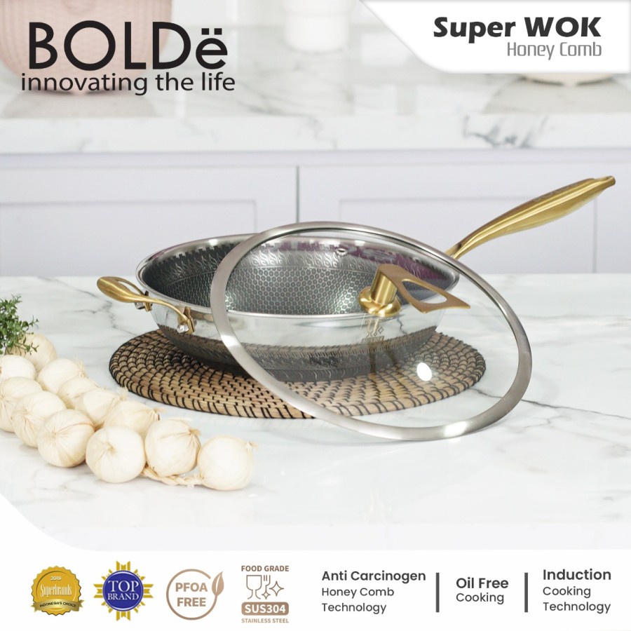 BOLDe Super WOK HONEYCOMB 32 cm Stainless