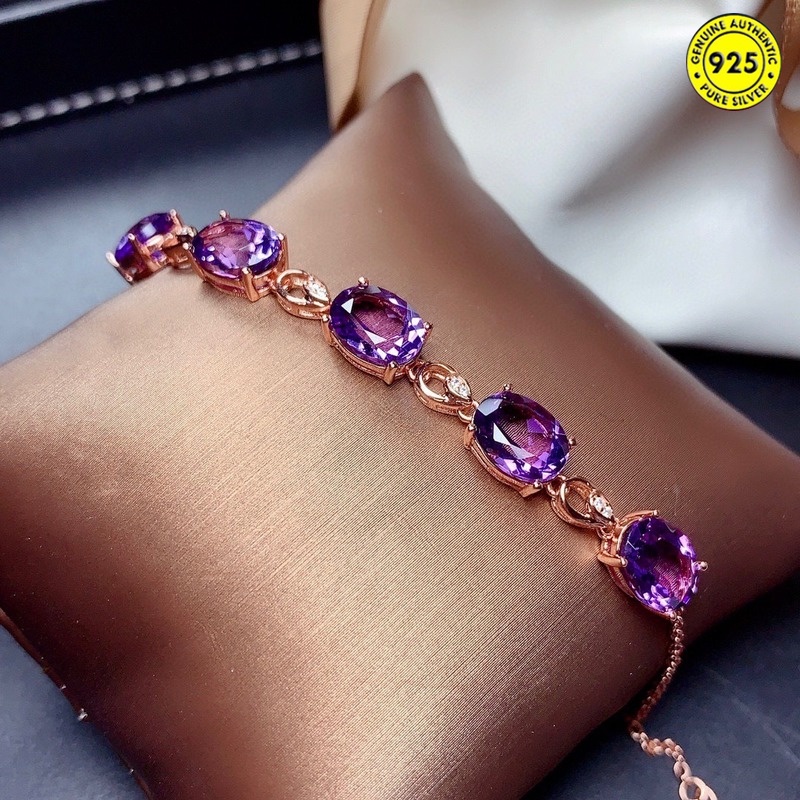 Amethyst Bracelet Colored Gems Bracelet Women's Full Diamond Egg Shape Hand Jewelry