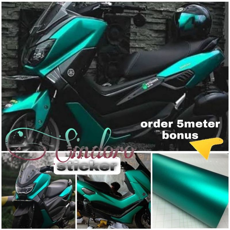 SKOTLET MOTOR HIJAU TOSCA CROM METALIC DOFF STICKER SKOTLET MOTOR TOSCA HIJAU CROM SEKOTLET MOTOR HI