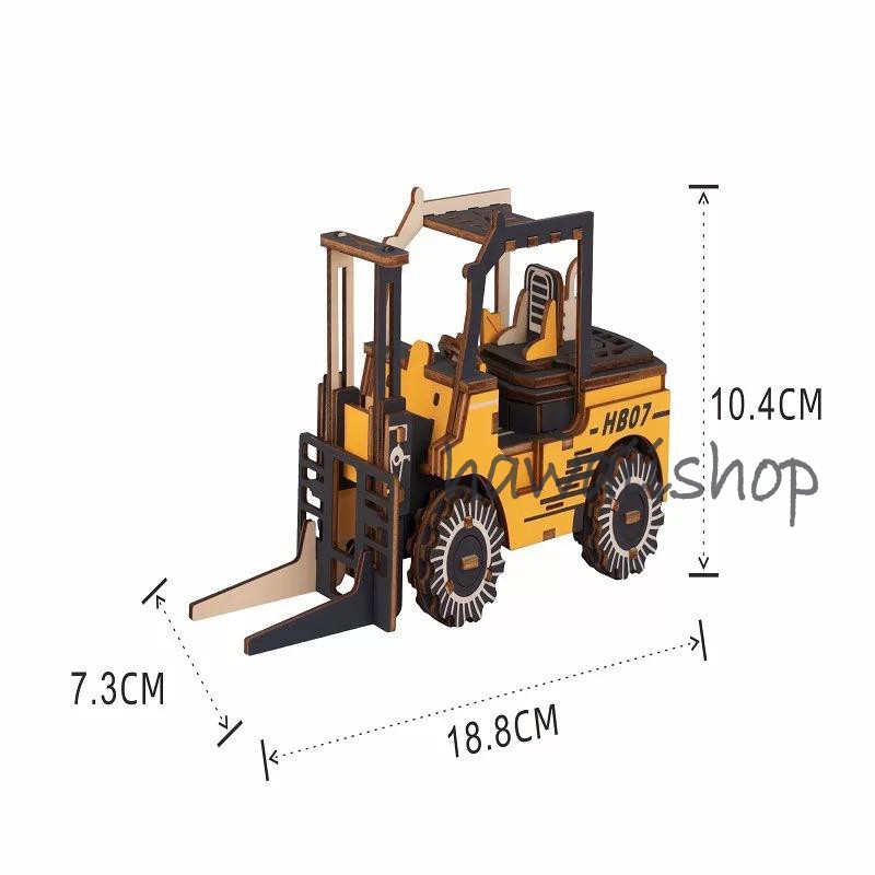 Hawaii Shop Puzzle 3D DIY bahan kayu FORKLIFT TRUCK mainan puzzle edukasi anak (kado &amp; pajangan)