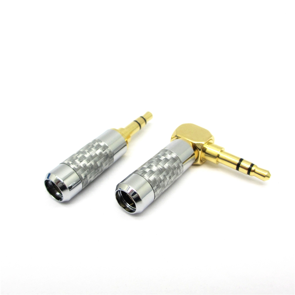 1 pcs 3.5mm Audio Jack Carbon Fiber silver plate DIY Earphone Plug Connetor