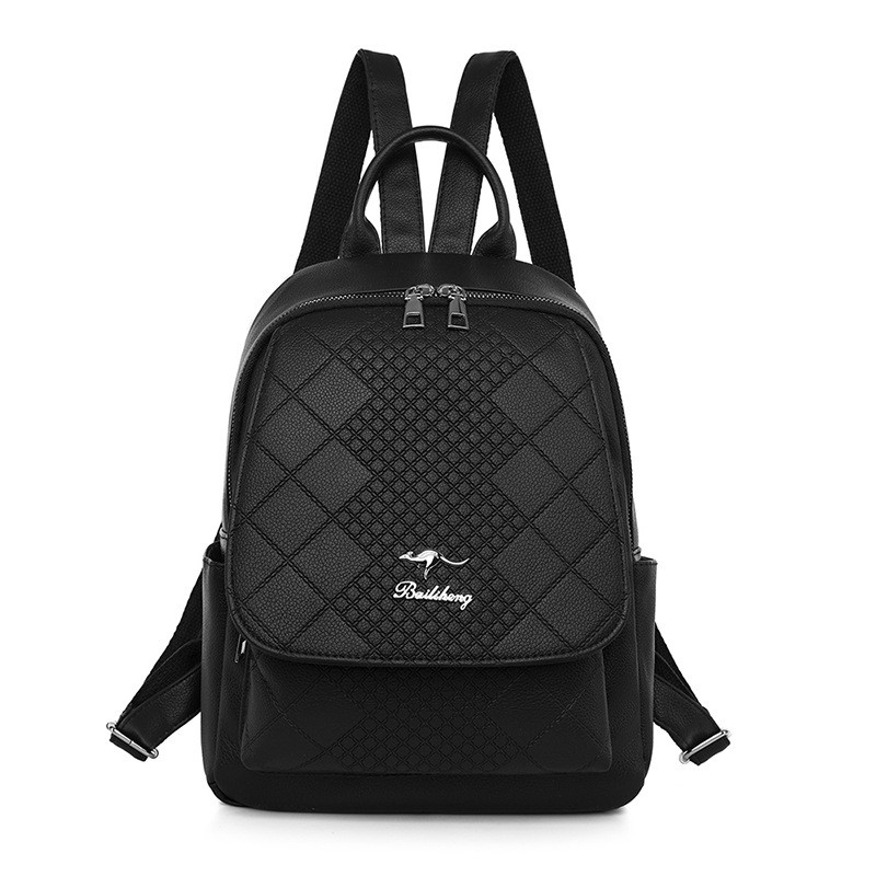 TAS RANSEL WANITA BACKPACK KULIT IMPORT HITAM TA369B5 LAURENA PUNGGUNG SEKOLAH KULIAH GENDONG BATAM