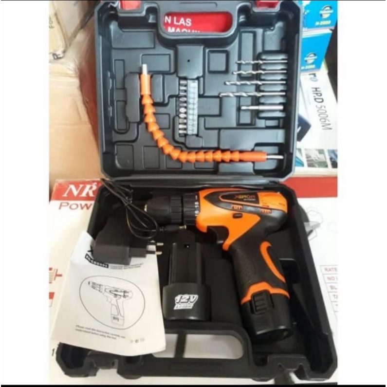 xenon cdd505 bor besi kayu cordless drill 12v 2 baterai cdd 505