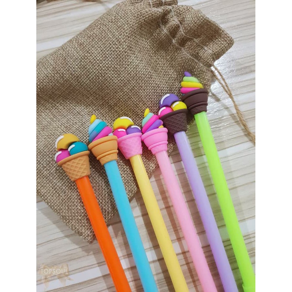 

Pulpen Ice Cream / Gel Pen Es Krim Tumpuk souvenir unik pena lucu cute