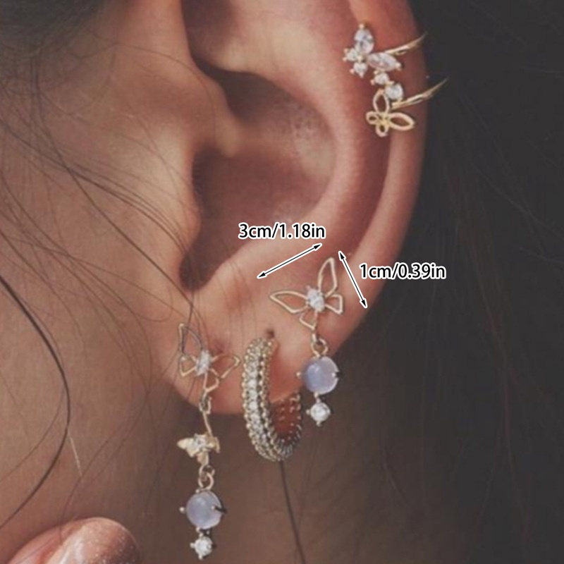 Rock Anting Tusuk Gantung Desain Bintang Hias Zircon Gaya Vintage / Minimalis Untuk Wanita