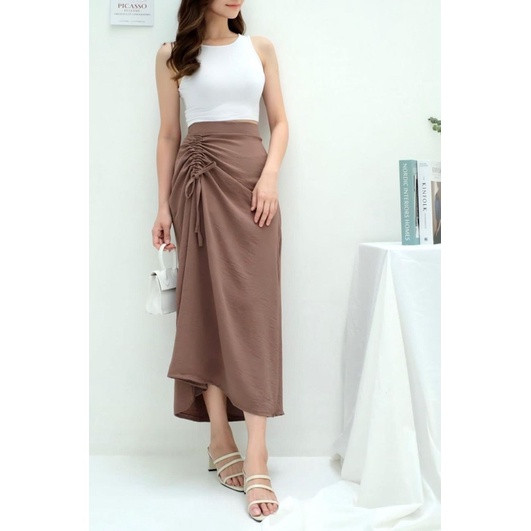 lookatmeofficial • Twinkle Skirt / Korean Look Midi Skirt / Rok Serut Casual Wanita