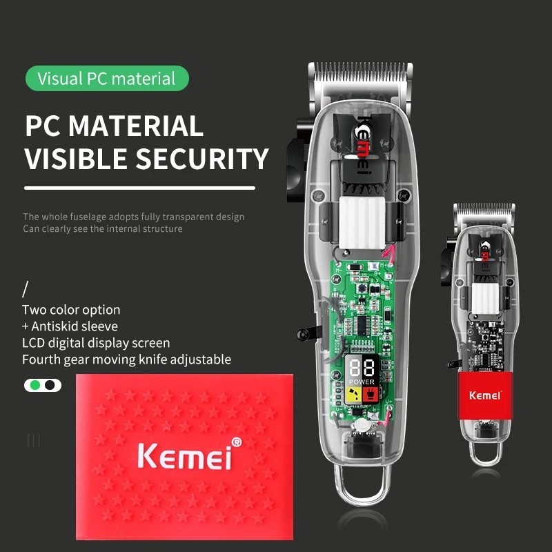 Hair Clipper Transparent Kemei KM-NG108 Elektrik USB