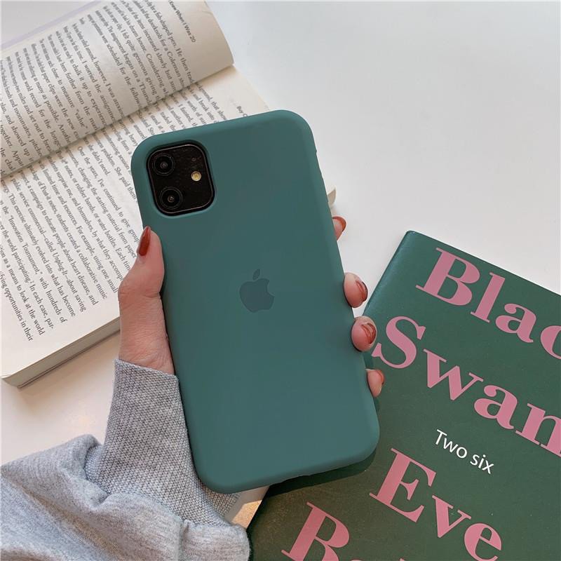 Silicone Cover Midnight Green For IPhone 11 Pro 6S 7Plus 8+ 6+ Xr 11 Pro Max Original SE2 2020 Case