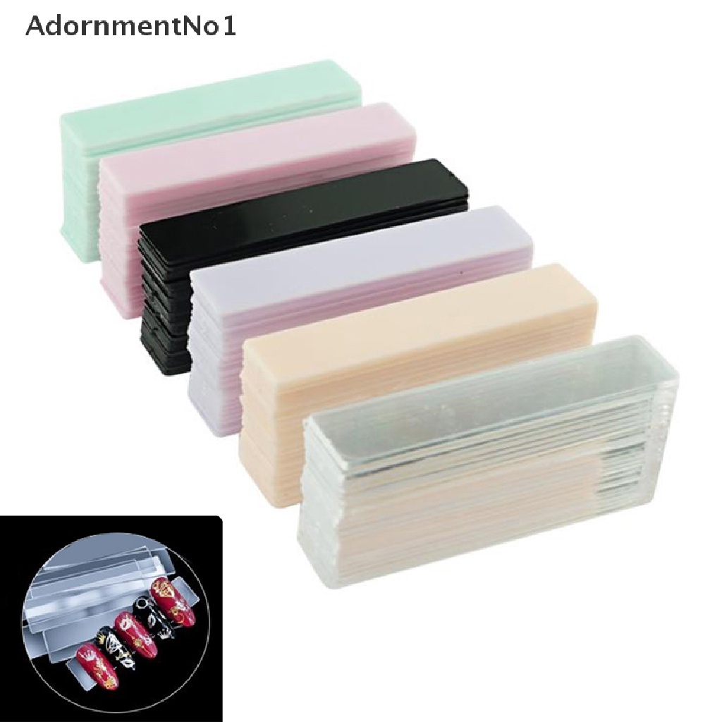 (AdornmentNo1) 48pcs / Set Stand Holder Kuku Palsu Bentuk Persegi Panjang Transparan Untuk Display