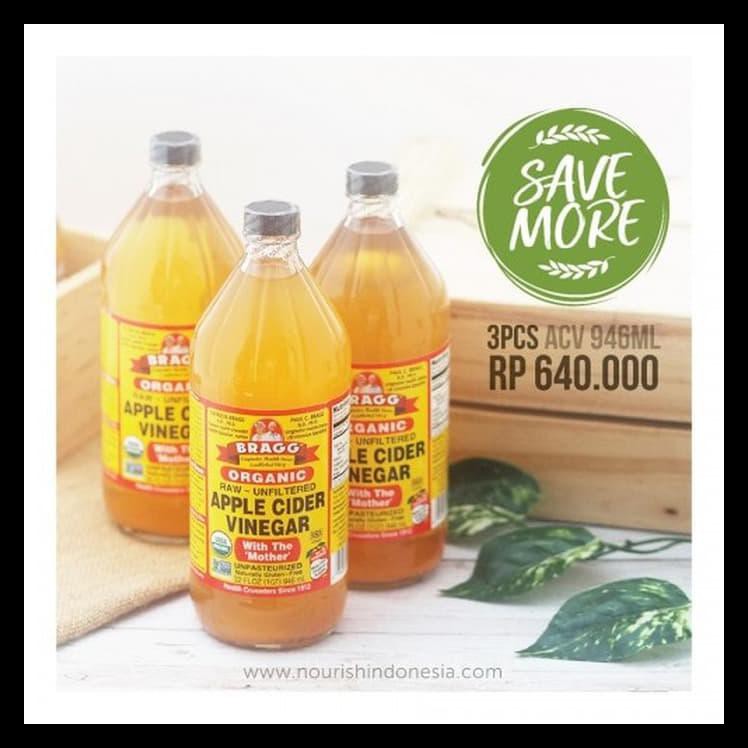 

Hot Sale Bragg, Organic Apple Cider Vinegar (Acv / Cuka Apel) 946Ml For 3Pc