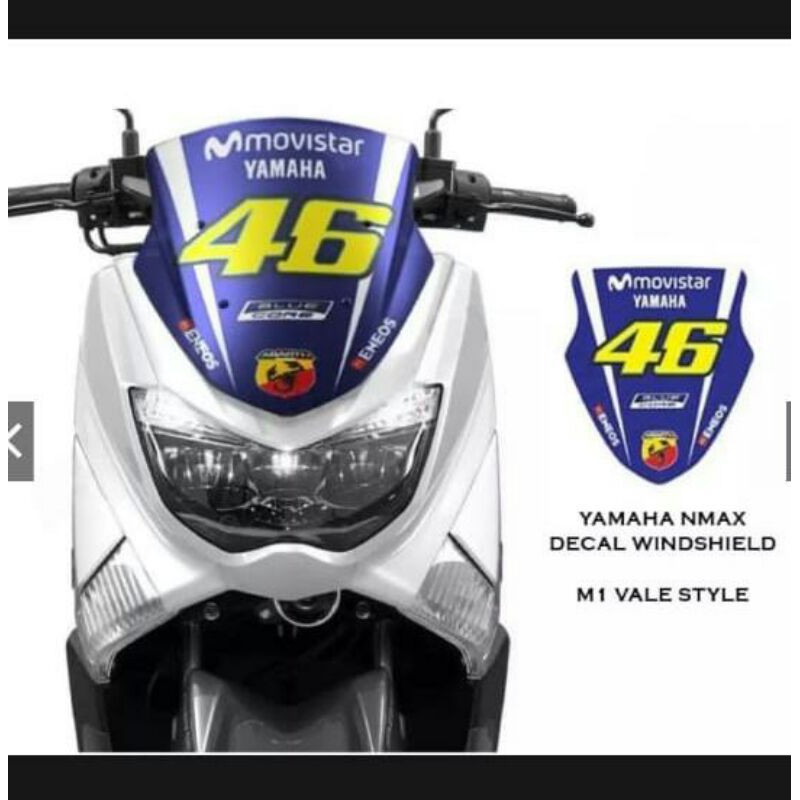 stiker visor nmax old biru grafis putih 46