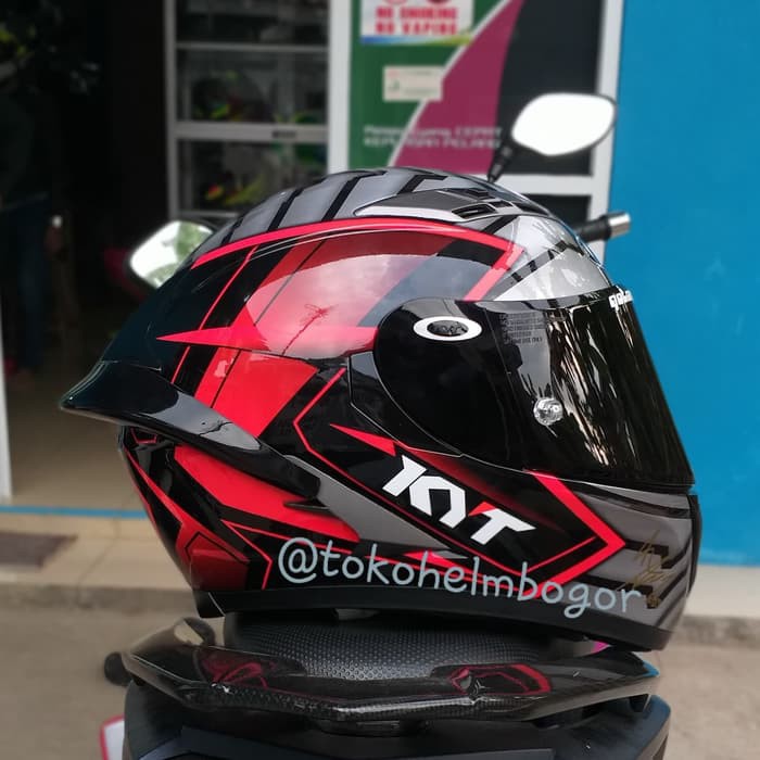 KYT Falcon Armour Black Red flo visor darksmoke flat spoiler 3D