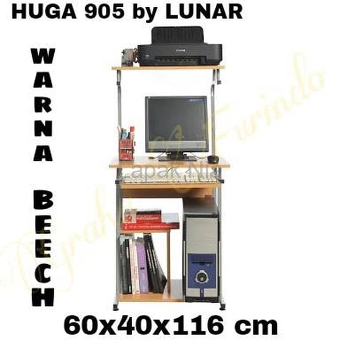 DISKON\n MEJA KOMPUTER MINIMALIS | HUGA 905 | WARNA WALNUT | MERK LUNAR
