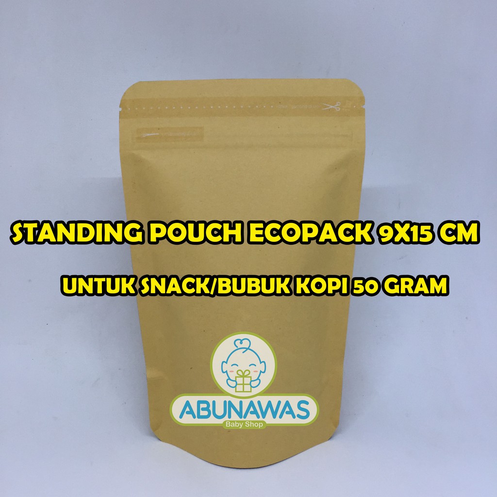 Kemasan Ecopack 9x15 cm merk Kpack / Standing Pouch Ecopack / Kemasan Kopi 50gr