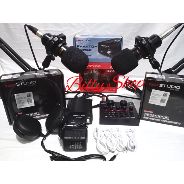 Paket Soundcard TaffStudio 2 Orang BM 800 Plus Headset dan No Headset