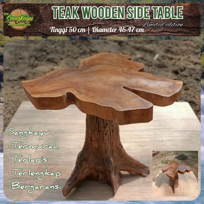 Meja kayu jati unik amazing teak wood wooden table Coffeetable side 11