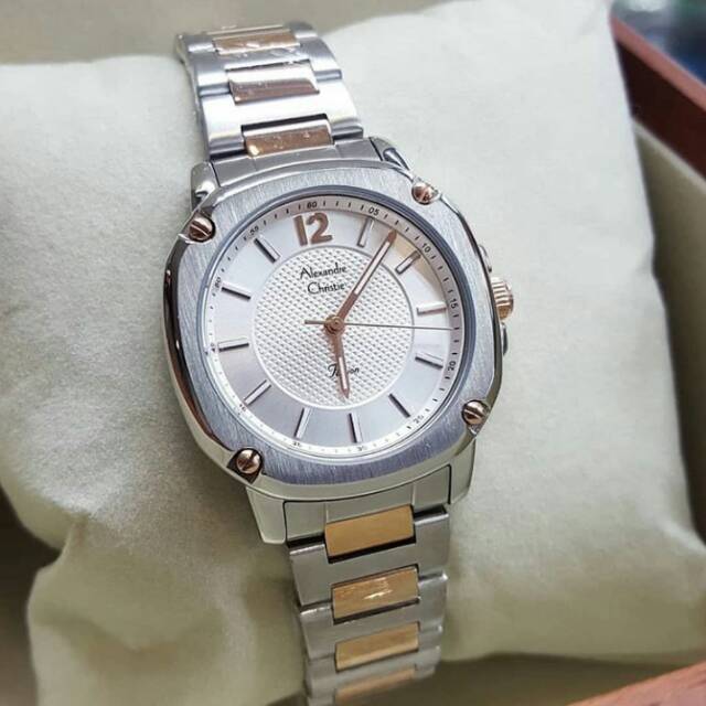 ORIGINAL JAM TANGAN WANITA ALEXANDRE CHRISTIE CEWEK SILVER ROSEGOLD RANTAI ALEXANDER CRISTIE AC 2659