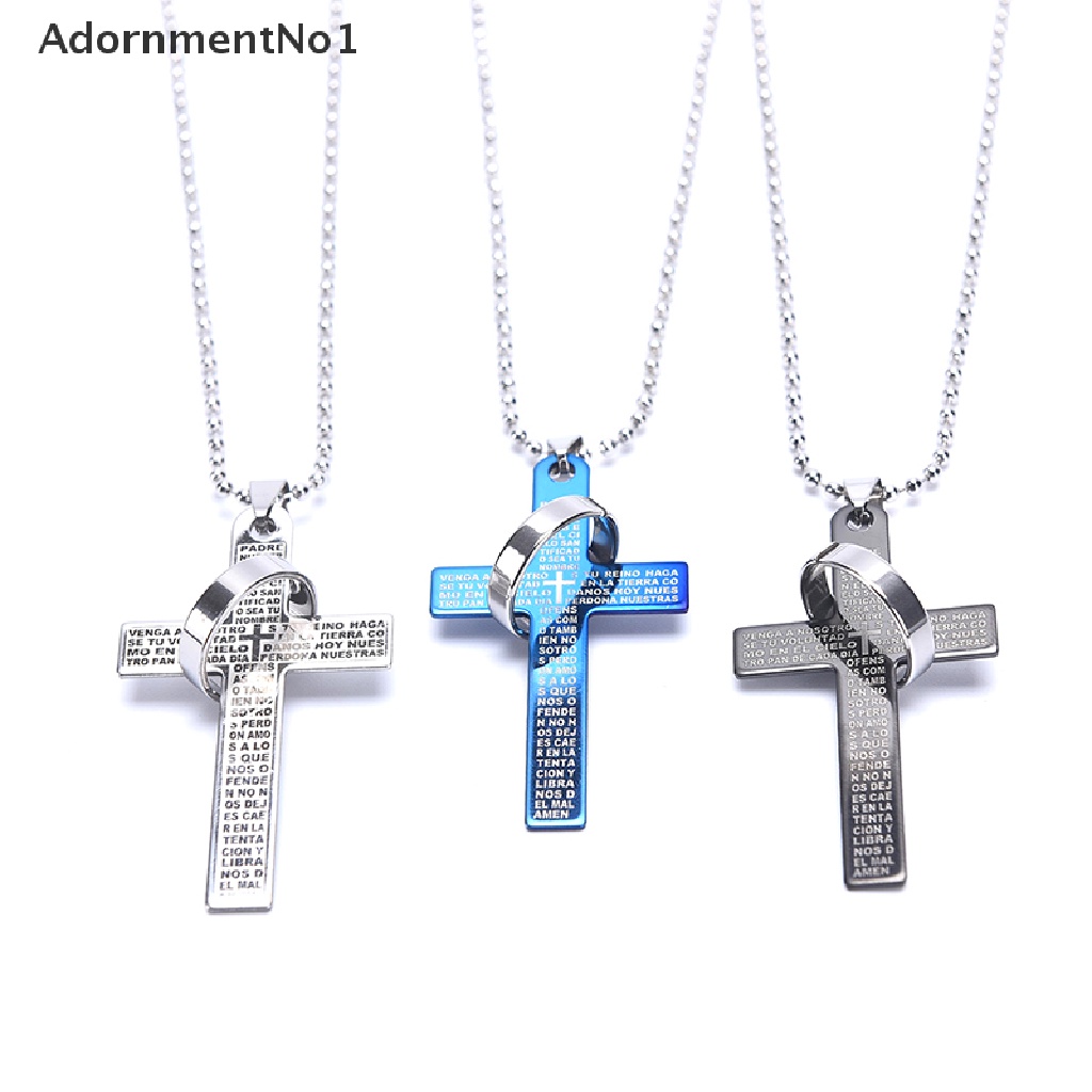 (AdornmentNo1) Kalung Rantai Dengan Liontin Salib Yesus Bahan Alloy Untuk Pasangan / Pria / Wanita