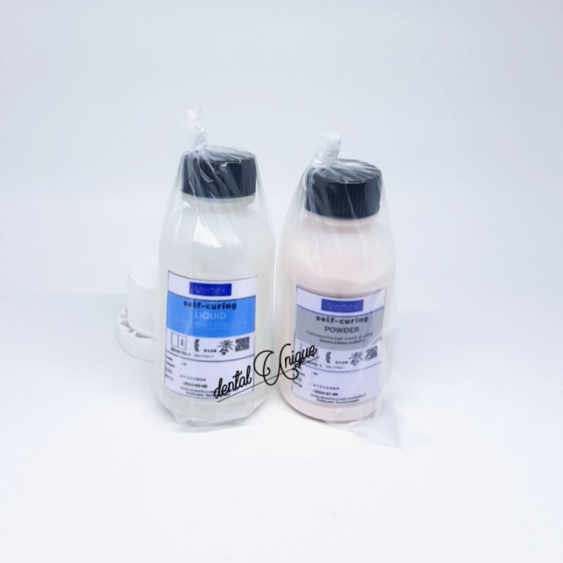 Paketan Sc liquid dan bubuk VERTEX  50ml lem gigi palsu yg patah bahan pembuat gusian gigi palsu