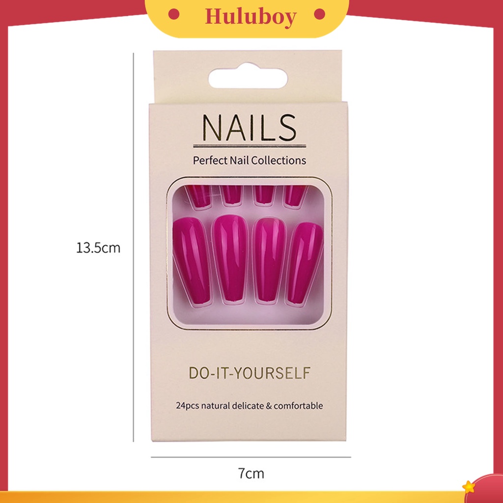 Huluboy Huluboy♡ 24pcs / Box Kuku Palsu Ultra Tipis Warna Gradasi Untuk Manicure