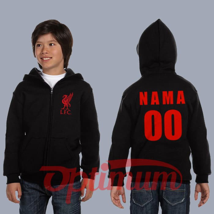 JAKET BOLA ANAK LIVERPOOL CUSTOM NAMA SWEATER