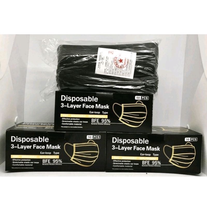 Masker Apotik Hitam Kualitas Terbaik dan Termurah (50pcs)