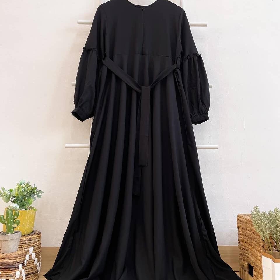 Sandra Dress Muslim Wanita Lebaran murah terbaru kondangan konveksi.tanah.abang Moscrepe-daily black