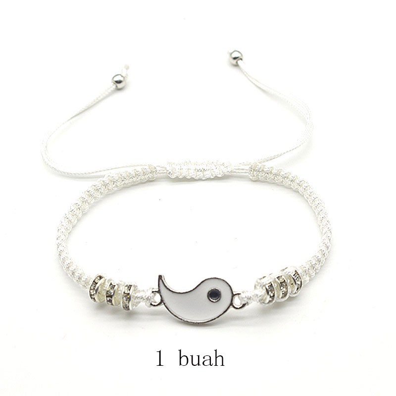 Tai Chi Yin dan yang 2 pcs Gelang Couple Magnet Pasangan Liontin Kreatif Pesona Gelang Perhiasan Hadiah Kekasih/ Couple Magnetic Attract Braided❤Yimi❤-#16
