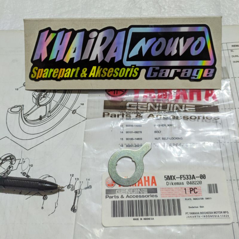 Plate indicator kampas rem belakang plat kampas rem indikator tromol belakang original