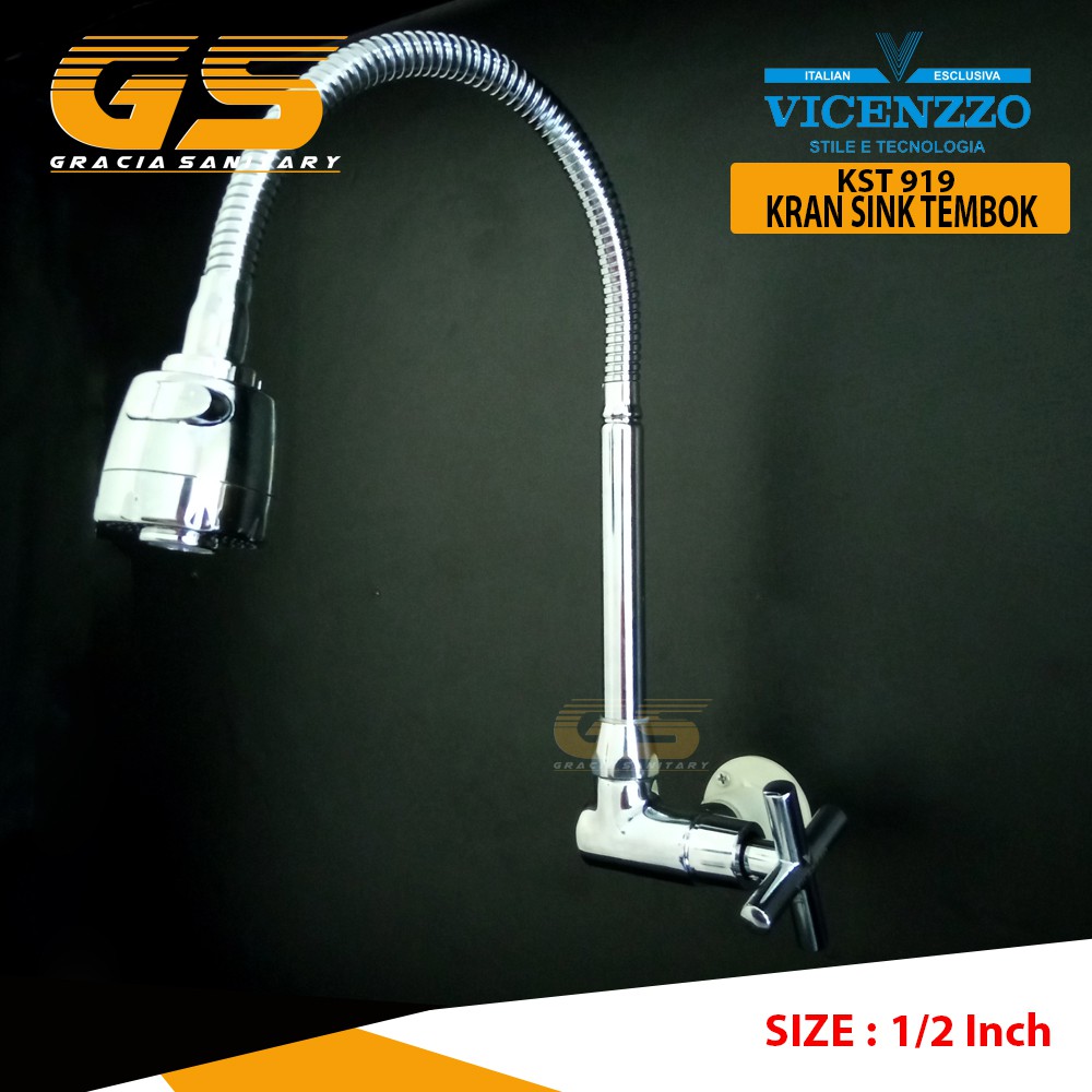 Kran Cuci Piring Flexible Stainless Kuningan Keran Air Sink Dapur Tembok