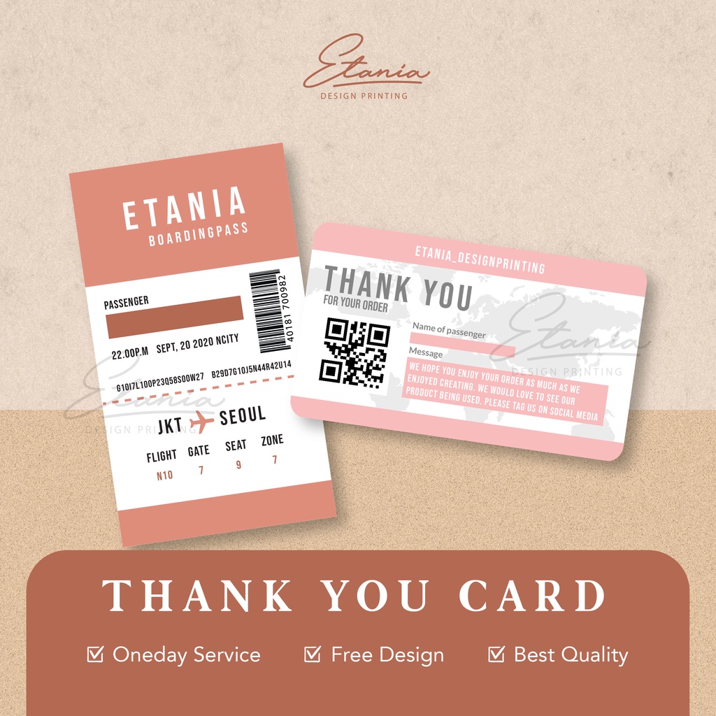 

thank you card boarding pass / thank you card unik / thank you card custom