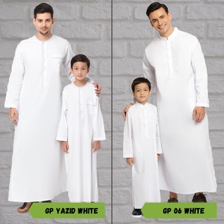 Jubah/Gamis Couple Ayah & Anak Katun GP Yazid  & GP 06 white ORIGINAL By. Busana Arafah