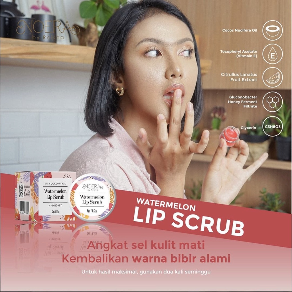 NOERA LIP BALM &amp; LIP SCRUB WATERMELON Noera Lips Balm Gel Watermelon Noeraskincar 5gr - BPOM READY