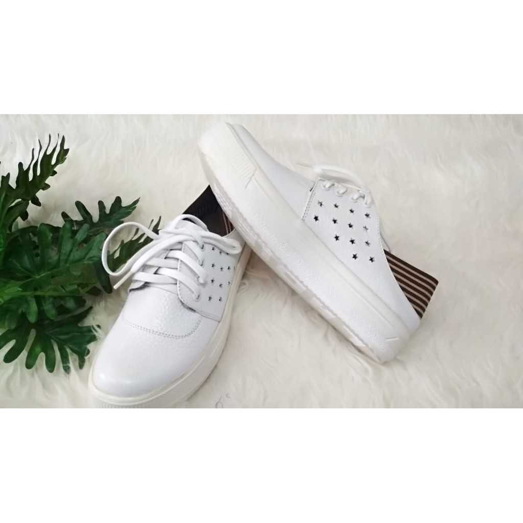 Sepatu Wanita Papirut Asli Garut Model Terbaru Warna Putih Elegan