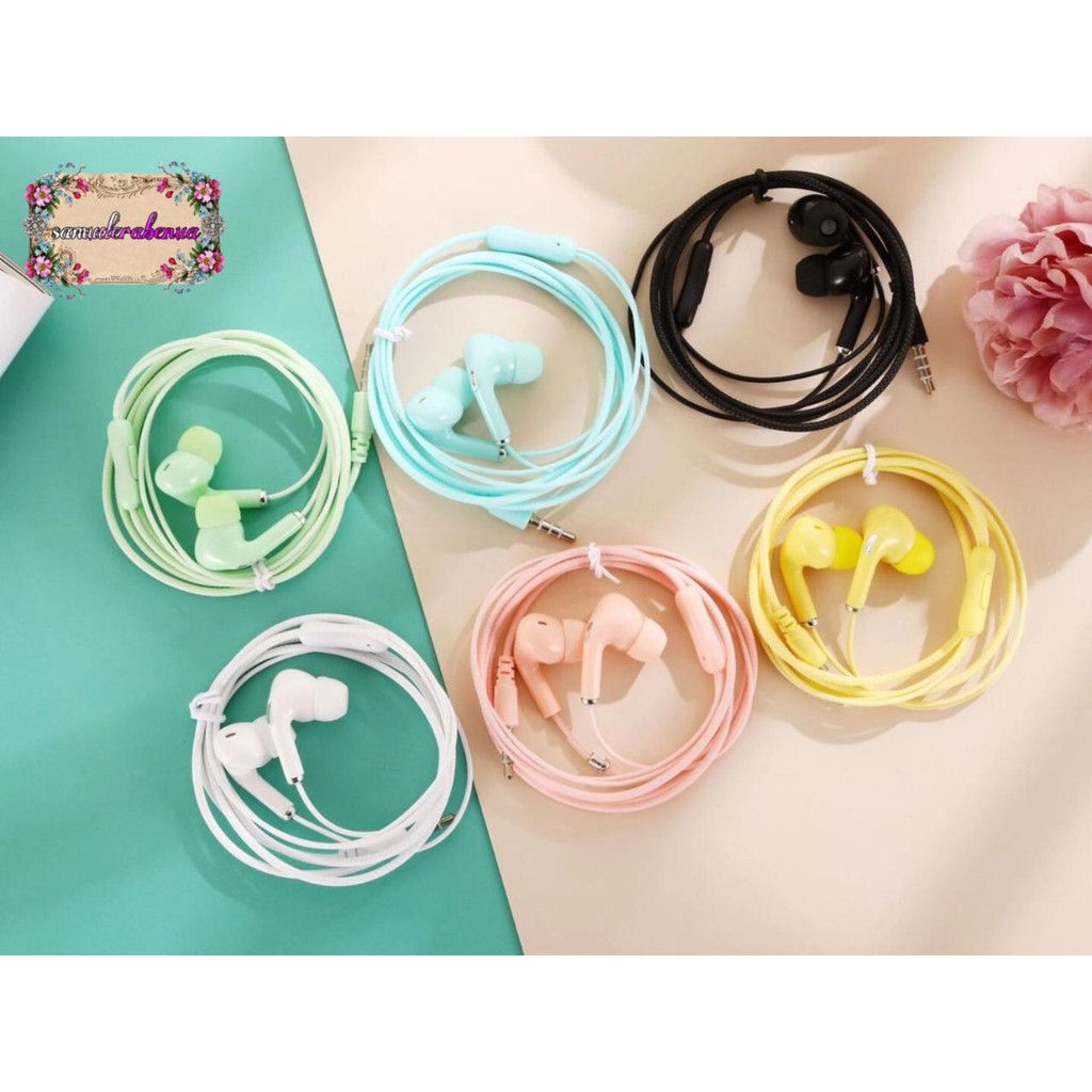 BM024 HEADSET HANDSFREE Hf earphone U28 MACARON MATE COLOR HIFI EXTRA BASS SB968