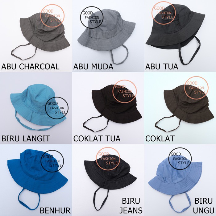 GFS Topi Bucket Hat / Bucket Hat Polos / Topi Pancing / Jungle Hat / Topi Rimba / Topi Hiking 108