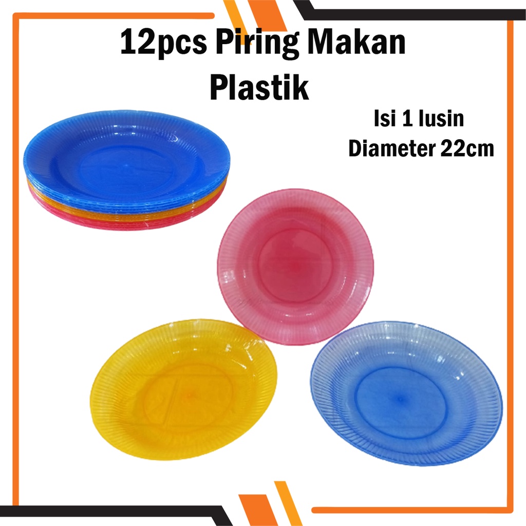 12pcs Piring Makan Plastik Belimbing / Piring Plastik Warna Lusinan Warna Warni Ukuran 9 Inc