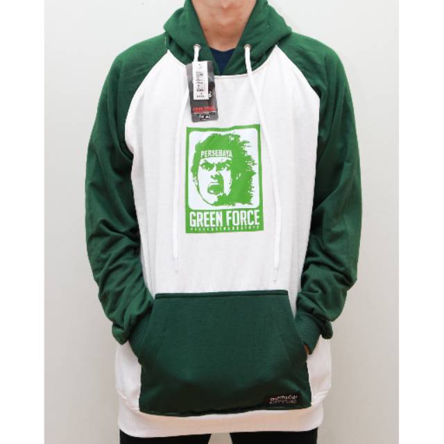 Hoodie Persebaya green force kombinasi XL premium