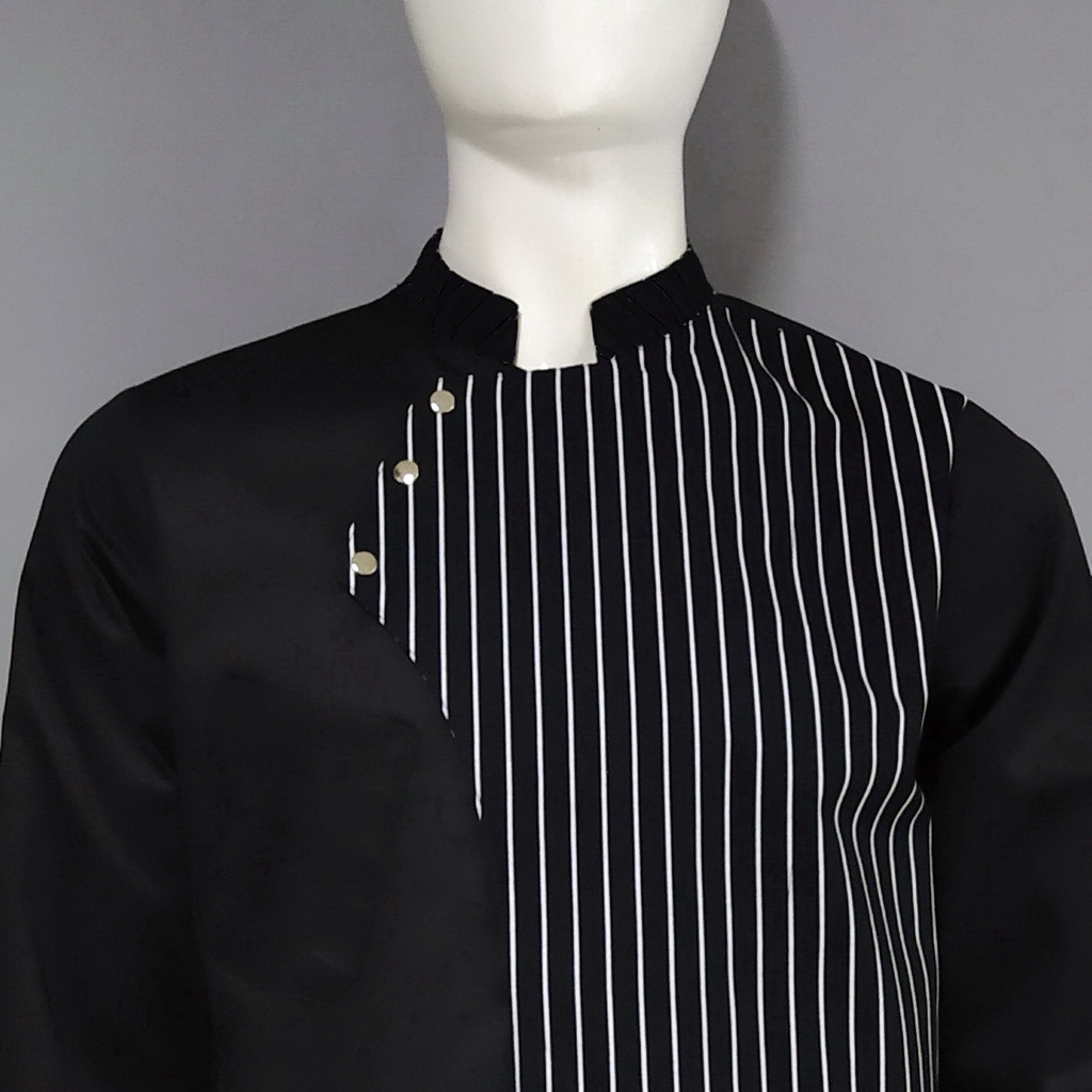 Chef Wear Baju Koki LS Hitam STRIPE KC3