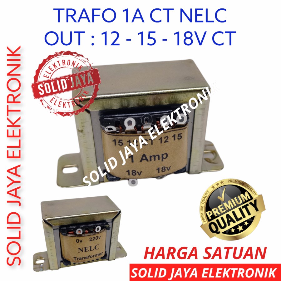 TRAVO TRAFO 1A CT 12V 15V 18V CT NELC TRAVO KOTAK 1 A AMPER CT 12 15 18 V VOLT NELC TRANSFORMER 1 AMPER NELC ASLI ORIGINAL