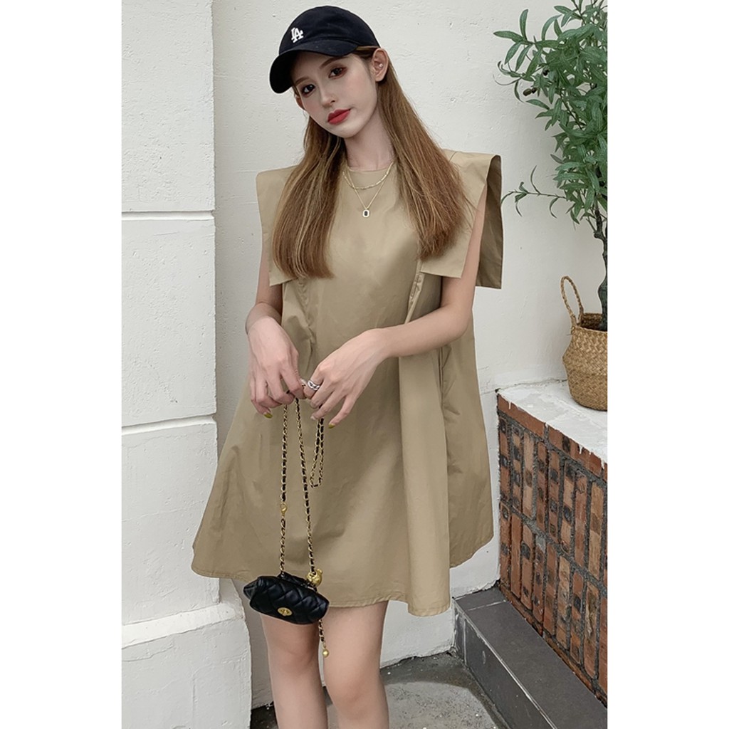 Suhao Chiffon Dress Wanita Musim Panas Baru Fashion Academy Gaya Desain Tanpa Lengan Rok Kecil Pakaian Anak-anak