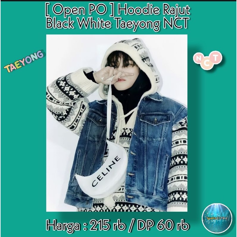 TAEYONG NCT HOODIE RAJUT BLACK WHITE
